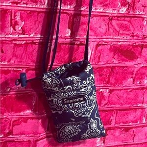 Supreme Black and White Paisley Crossbody Bag